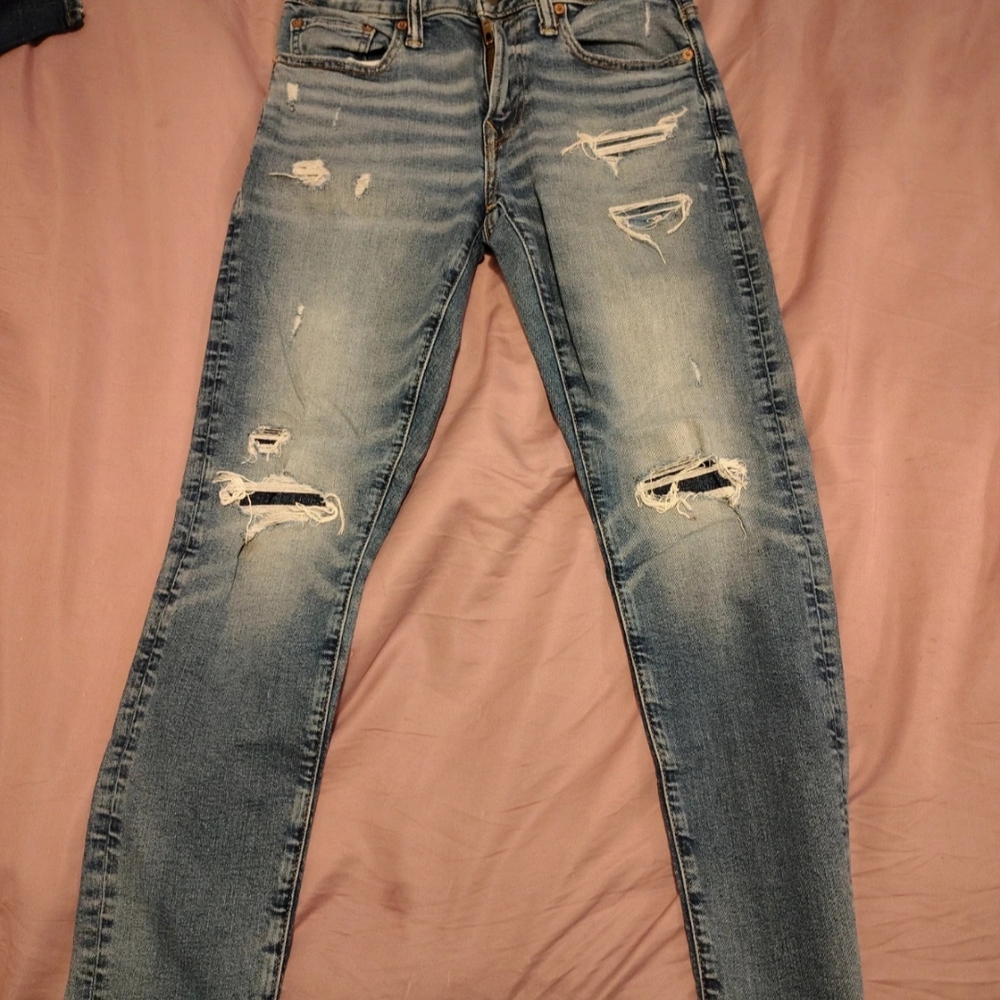 American Eagle Outfitters Blue Skinny Distressed Jeans